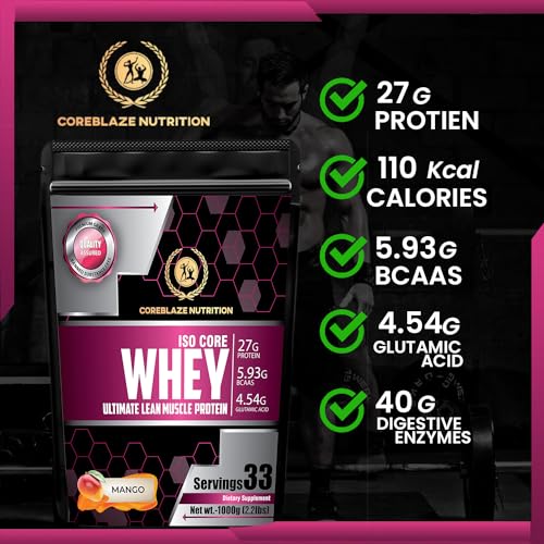 Image of Best Whey Body building Protein powder Isolate 90% | for Men & Women | (7 kg, Mango)