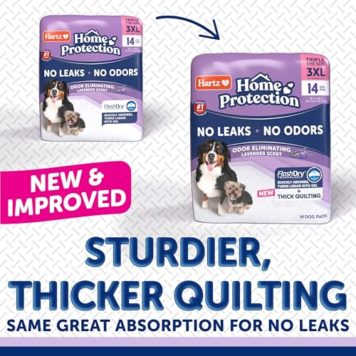 Image of Hartz Home Protection Super Absorbent Odor Eliminating Lavender Scented No Leak Dog Pads, 3XL 14 Count