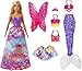 Barbie Dreamtopia poupée Papillons coffret 3-en-1 blonde avec trois tenues roses de princesse, sirène et fée, jouet pour enfant, GJK40
