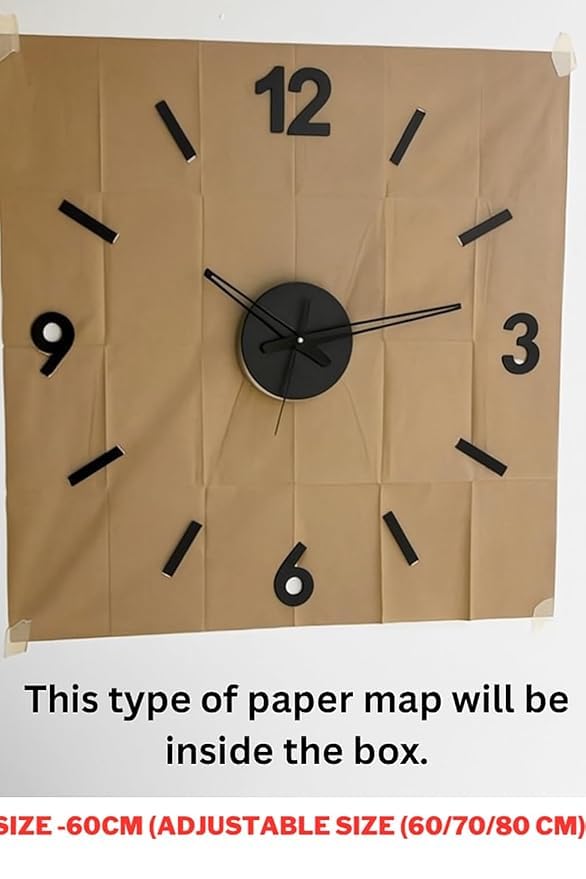 Image of RAPAL Frameless DIY Wall Sticker Clock (55 x 55 cm) - Decorative 3D Number Stickers for Living Room and Bedroom (DIY5 dhamo)
