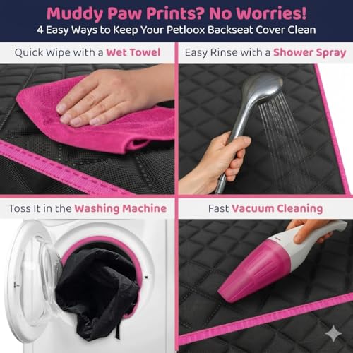 Image of Dog Car Seat Cover for Back Seat, Waterproof Hammock for Car, SUV & Truck, Non-Slip Backseat Cover for Dogs, Heavy-Duty Dog Hammock Style Seat Protector Pets. (Pink, 51 inchx59 inch)