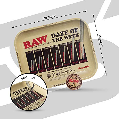 RAW Daze of The Week Rolling Tray | Size - Large | Daily Guide to RAWk On - Image 3