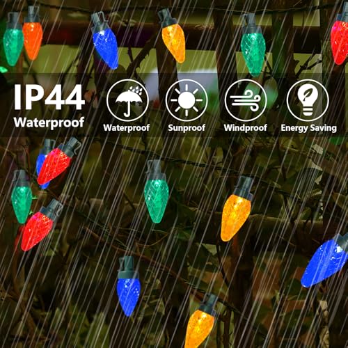 Fonusty C9 LED Christmas Lights Outdoor, 25Ft Strawberry String Light 25 LED Multicolor Christmas Lights, Plug in Vintage Christmas Light for Garden Camping Party Xmas Tree Wedding Christmas Decor - Image 4