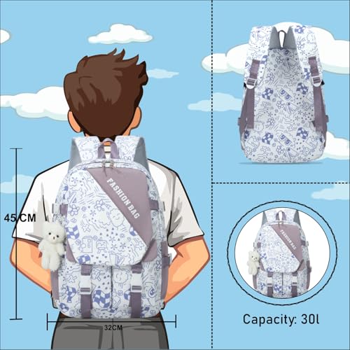 Image of Tinytot 30 Litre Japanese Korean Style School Bag Water-Resistant Laptop & Travel Backpack - Unisex Large 18 Inches Multipurpose Student Backpack for Boys & Girls, Men & Women