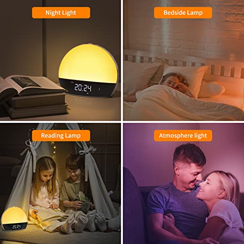 Sunrise Alarm Clock, Bluetooth Speaker Sound Machine, Sunrise And Sunset Simulation, Snooze, Dual Alarms, Fm Radio & Reading Lamp, 11 Natural Sound For Gentle Wake Up #TOP6