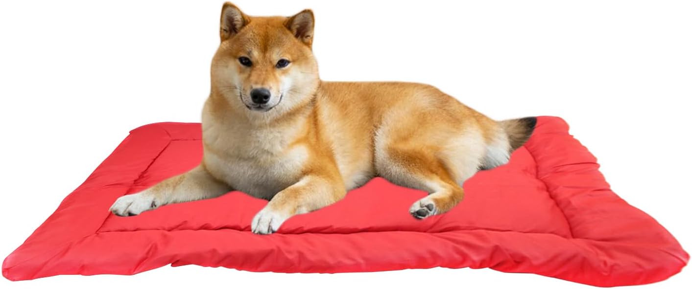 Pet Sleeping Mat - Portable Foldable Dog Bed, Waterproof Outdoor Cushion with Soft Plush, Lightweight Roll Up Design, Ideal for Camping Hiking Travel Backyard or Indoor Use for Small Medium La