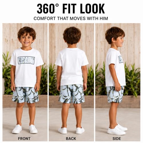 Image of Volcom Baby Boys Swim Set - 2 Piece Short Sleeve Swim Shirt Graphic Tees & Board Shorts - Infant Toddler Little Boys Swimsuit