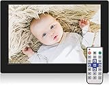 TENSWALL Digital Photo Frame, 10.1 inch Digital Picture Frame with Background Music, 1080P Video HD 1280x800 16:10 IPS Screen, Support 32GB USB Drives/SD Card, Remote Control -Black