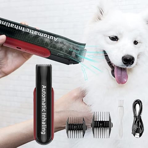 Favrison Upgraded Dog Grooming Clippers, Dog Clippers with Vacuum Powerful Hair Suction, Cordless Cat Grooming Clippers Rechargable, Waterproof Cover