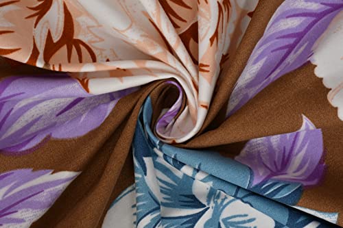 Image of Fitzy 280 TC Fitted Bedsheet King Size, Elastic Bedsheet, 72x78 + 12 Inches Drop,with 2 Pillow Covers (CreamBrown-Flower)