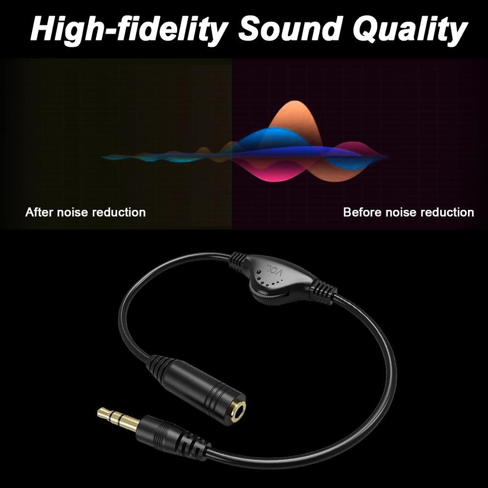 Przedłużacz słuchawek 3,5 mm, TRS męski na żeński, adapter wtykowy stereo z regulacją głośności do tabletów, MP3, z kablem audio typu C na 3,5 mm (2 sztuki)