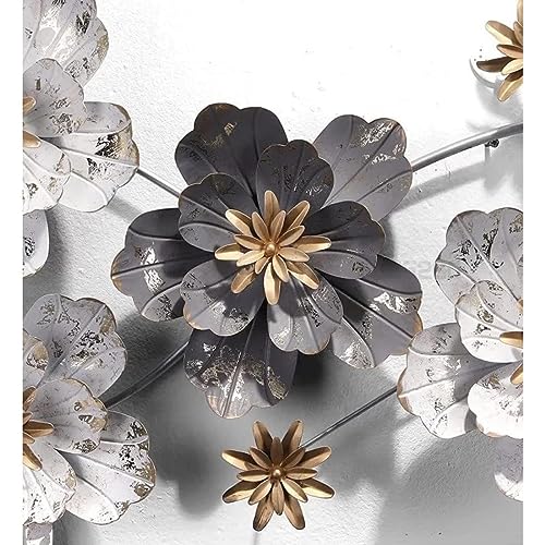 Image of SMILES GIFT Luxury Imported Wall Hanging | Handcrafted Metal Black & White Flower Sculpture | Home Decor for Living Room & Office