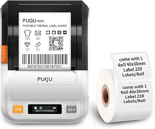 PUQU Label Maker | Portable Bluetooth Thermal Label Printer Q00 with Rechargeable Battery, Apply to Labeling, Clothing, Jewelry, Retail, Mailing, Barcode and More, Compatible for Android & iOS System