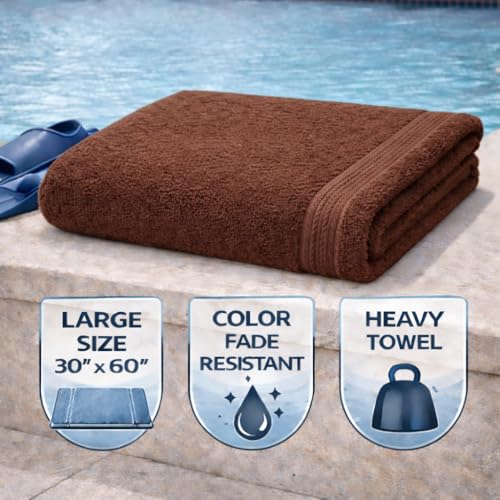 Image of Fitness Mantra Cotton Bath Towel 650 GSM | Heavyweight, Soft & Absorbent | Quick Dry | Large 30 x 60 Inch Towel for Daily Bath Use | 1 Peace| Brown|