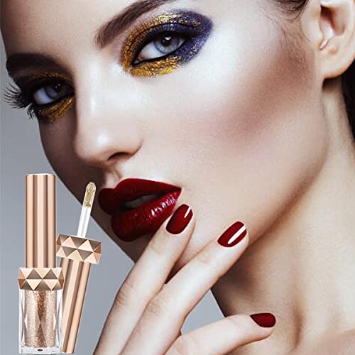 Aaiffey Liquid Glitter Eye Shadow Colored Shimmer Eyeshadow Lazy Pearlescent Monochromatic Liquid Metallic Sequin Eye Makeup European And American Style (05# Champagne) #TOP4