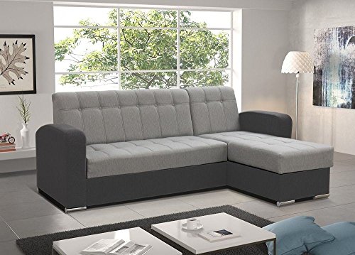 Don Baraton anticrisis.net Sofa Chaise Longue Cama con arcón – Salerno (Gris, Chaise Longue Derecha)