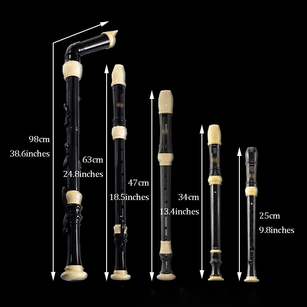 Blockflöten Blockflöte Lernen Erwachsene Erwachsene C-Taste Barock 8-Loch Blockflötensatz, Band Performance Britische Blockflöte, 5-teilig, Mit Ledertasche (Color : Black, Size : 5 Pieces)