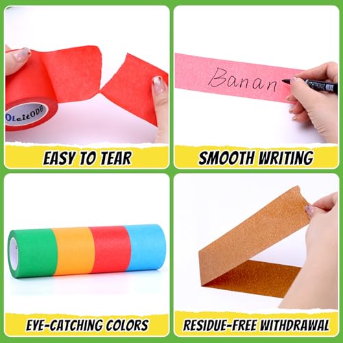 Image of Oleitodh 24 Rolls Colored Masking Tape Bulk for Art, 2 inch x 360 Yards for Crafts, Labeling, DIY Decorative, Colored Painters Tape, Rainbow Colors Tape for General Use Projects, Easy Tear No Residue