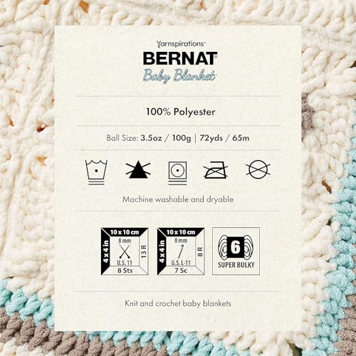 Image of Bernat Baby Blanket Yarn, 3.5oz, Super Bulky 6 Gauge - White - Single Ball Machine Wash & Dry | #6 Super Bulky Yarn, 100% Polyester, Soft Baby Blanket Yarn for Crochet, Knitting & Crafts, 72yds, 100g /3.5oz, 1 Pack