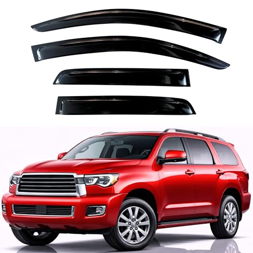 Image of KPY Rain Guards Fit for 2008-2022 Toyota Sequoia, Out-Channel Window Visors Vent Wind Deflectors 4PC, Car Accessories for 08-22 Sequoia