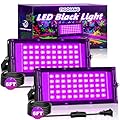 50W LED Black Light IP66 Waterproof,Outdoor Blacklight Flood Light with Plug+Switch+Cord, for Halloween Neon Glow in The Dark Party Body Paint Fluorescent Poster Classroom Club Dance Party, 2 Pack