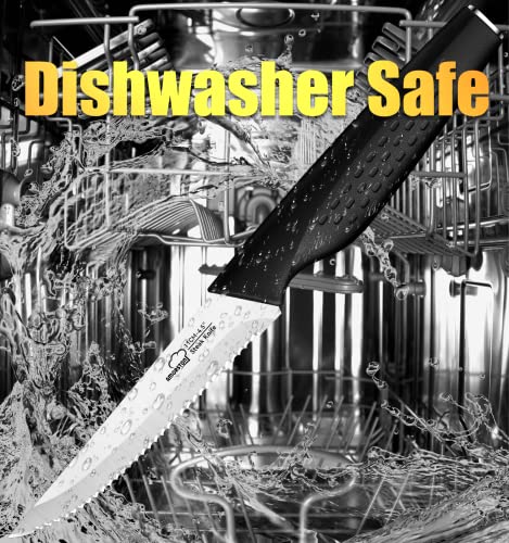 Amorston Steak Knives Set Of 8, Stainless Steel Steak Knife Set, Serrated Steak Knives Dishwasher Safe, Silver #TOP2