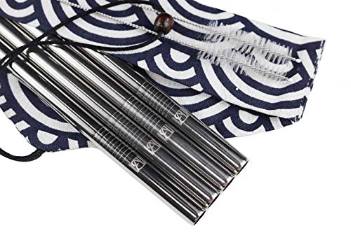4 Pcs 8.5â€ Reusable Boba Straws & Smoothie Straws - Silver with Angled Tips, 0.5â€ MB Modern Wide Stainless Steel Straws, Metal Straws for Bubble Tea, Milkshakes, Metal Straw Boba, Dishwasher Safe