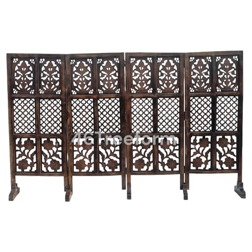 Image of Wooden Room Partition /Screen /Room Divider /Room Separator for Livng Room Bedroom Home Office Restarurant Hallway 20Inches Wide (4 Panel 4 Feet with Stands)