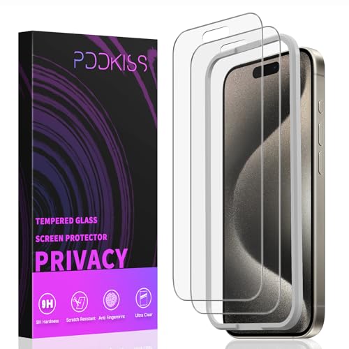 Image of PDDKISS 2 Pack Screen Protector for iPhone 15 Pro Max (2023) 6.7 inch Shatterproof Tempered Glass Edge Coverage