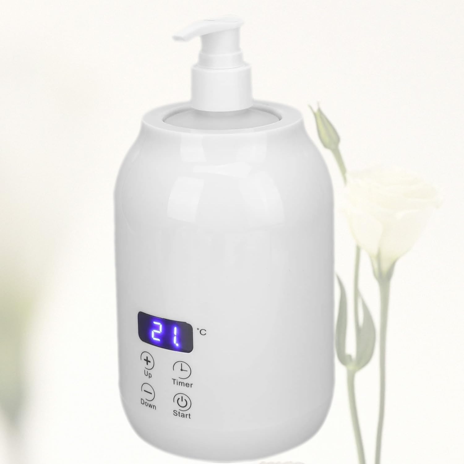Massageöl Wärmer 30-65℃ Zeiteinstellung 2x Flaschen LED-Anzeige Automatisch Weiß EU-Stecker