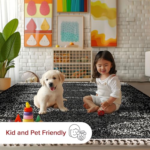 nuLOOM Tapete Decorativo Shag 8x10 Pies Negro miniatura 6