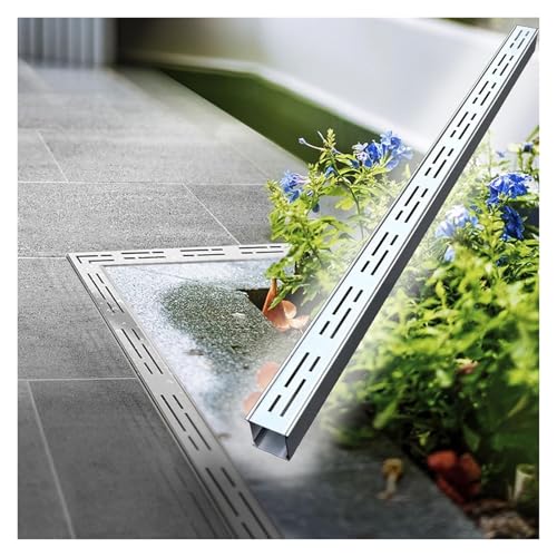 MZZKFC Stainless Steel Drainage Grates, 39.4 59.1 78.7 in Indoor Sewer Cover Grates Anti-Slip Rust-Proof, Outdoor Drainage Grates for Garage/Pool/Toilet/Kitchen(Silver-L 100cm,7x3cm/2.8x1.2 in)