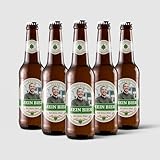 Aufkleber selbst gestalten für Bierflaschen – 24 Flaschenetiketten für 6 Flaschen – mit Foto und Text – selbstklebend, wasserfest – personalisierte Bier Geschenke für Männer und Frauen - GRÜN
