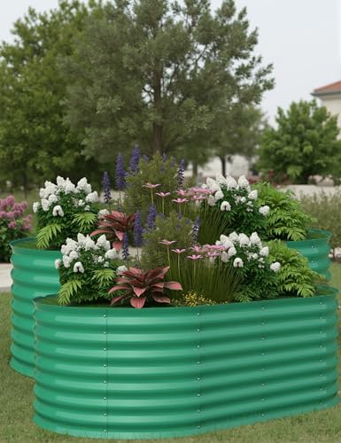 6x3x2ft 2-Pack Raised Garden Bed - Galvanized Steel Outdoor Planter Box for Vegetables, Flowers & Herbs - Durable Rust-Resistant Garden Box, Easy Assembly Raised Beds for Gardening,Green