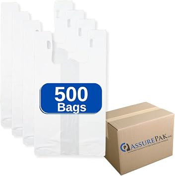 White Unprinted HDPE Bags, 13" x 10" x 23", 14 Micron, 500 Count
