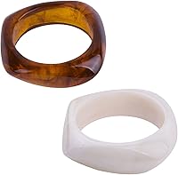 Caiyao 2Pcs Chunky Acrylic Cuff Bracelet Set for Women - Transparent Candy Color Geometric Round Square Bangles, Statement Jewelry Gift