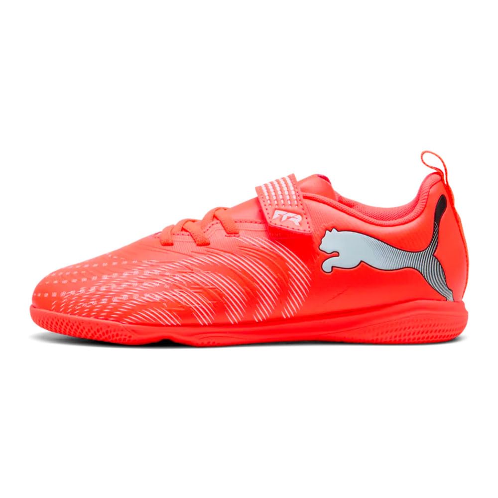 PUMA Future 9 Play IT V JR Soccer Shoe, Glowing RED White Black, 11.5 UK
