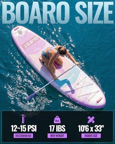Image of 10'6''x33''Inflatable Stand Up Paddle Board, 400lbs Extra Wide Stand Up Paddleboard with Kayak Seat, Anti-Slip EVA Deck Premium SUP Accessories Kit, Non-Slip Stable Deck Boat