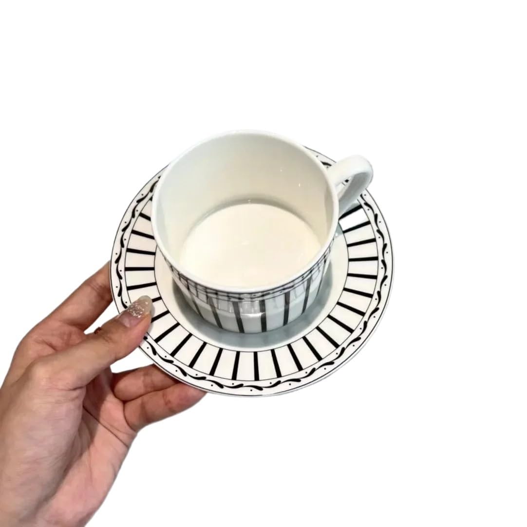 MUZIT Keramikbecher, Paar Keramik Tasse 2 Sets Knochenkaffeetasse und Untertasse 2 Tassen 2 Untertassen Nachmittag Tee Kaffee Set(White)