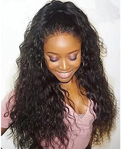 Curly Wave Brazilian Lace Wigs Loose Body Wave 130% Density Full Lace Human Hair Wigs with Baby Hair(14 inch,1B)