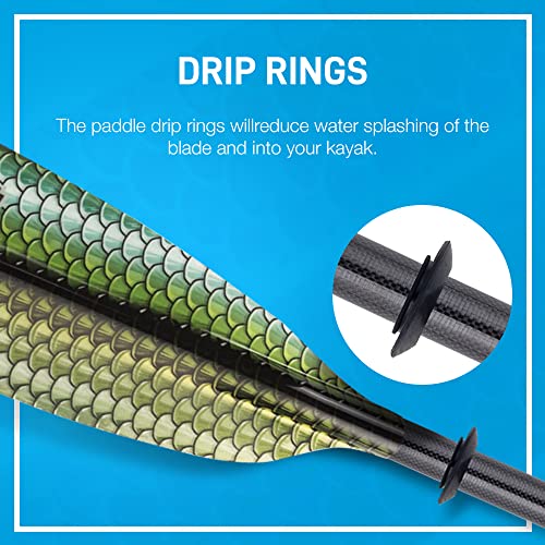 Image of Hornet Watersports Fiberglass Kayak Paddle for Adults- Ideal for Touring, Fishing and Boating- 90.5 inches / 230CM Adjustable with Carbon Fiber Shaft- Kayak Oars Kayaking Equipment
