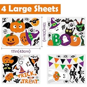 Ivenf Halloween Decorations Indoor Window Clings Decor, Large Cute Pumpkin Ghost Black Cat Bat Trick or Treat Window Decals for Glass Windows, Kids School Home Office Party Window Stickers, 4 Sheets Ivenf Halloween Decorations Indoor Window Clings Decor Large Cute Pumpkin Ghost Black Cat Bat Trick or Treat Window Decals for Glass Windows Kids School Home Office Party Window Stickers 4 Sheets