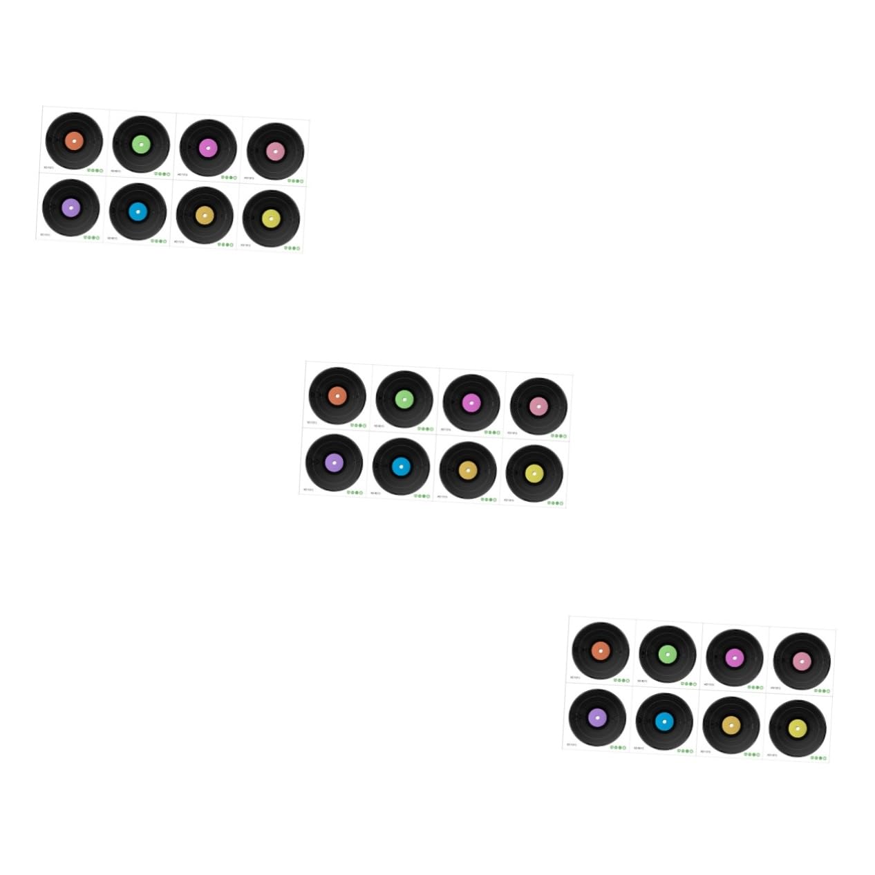 SHINEOFI 3 Set Adesivo da parete per in vinile decorazione di da parete annata adesivi decorazione della parete CD arredamento della stanza della musica Adesivo a parete pvc