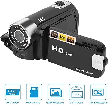 Digital Camcorder, DH-90 16X Digital Zoom 2.7 Inch Colourful Display Screen, High Definition Camera Image Video Shooting Camcorder US Plug 110-240V