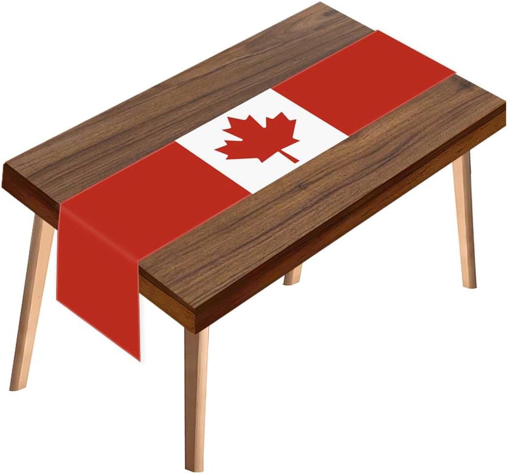 Canada Table Runner,Canadian Flag Tablecloth,Durable 150D Kitchen Dining Decor,Home Desk Decorations Cloth for Bridal Shower Living Room 12×48inch