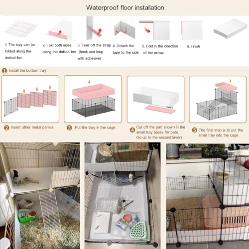 Cage portable pour cochon d'Inde – Cage pour hérisson et hamster avec fond en plastique imperméable, clôture de cour pour animaux de compagnie, idéale pour les petits animaux de compagnie