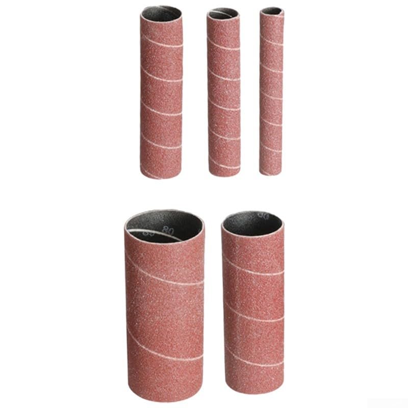 Paquete de 5 fundas de tambor de lijado para herramientas oscilantes, papel abrasivo de grano 80/150/240 para lijadoras de eje de 3/19/26/38/51 mm, pulido de alúmina de 115 mm de longitud (malla 80)