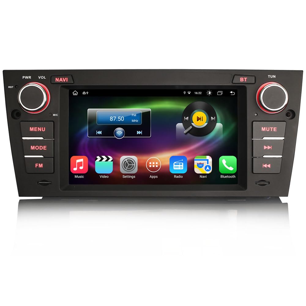 Erisin 8-núcleo 4GB+64GB Android 12 Radio Coche GPS Navigator para BMW Serie 3 E90 E91 E92 E93 M3, 7" Pantalla táctil Soporte CarPlay inalambrico Android Auto DSP Bluetooth Dab+ WiFi USB FM SWC