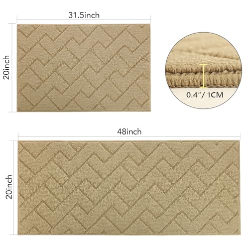 Image of hicorfe Kitchen Runner Rug,20 inchx48 inch+20 inchx32 inch Kitchen Set,Non-Slip Kitchen Mat