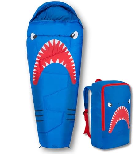 HIGHLANDER Kids Creature Sleeping Bag - Bolsos Junior Estilo Momia para Acampar en Verano o Fiestas de Pijamas (Azul) Cover